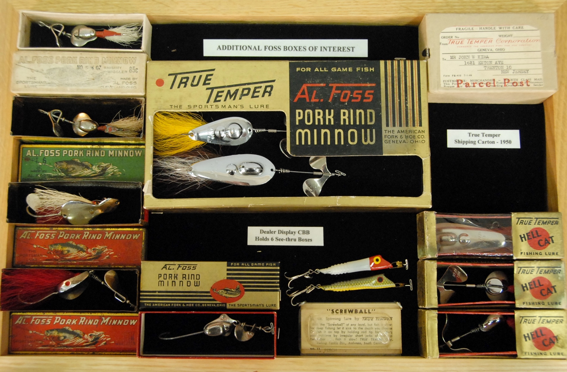 Lot 191: Collection of Al Foss Pork Rind Minnow lures with